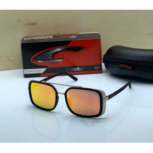 Carrera Branded Double Shade Yellow & Orange Glass Men's Women's Sunglass For Man Woman or Girl CAR-334 Black & silver with Black Stick Gift Sunglass