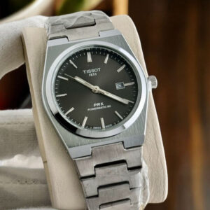Tissot PRX Powermatic 80 Black Dial Silver Steel Strap Watch for Men - TS-4102