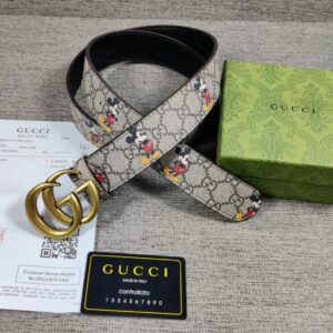 Gucci Disney Printed High End Leather Belt Texas Color Gucci Design Formal Men's Waist Belt For Man Formal Gucci Design Smooth Buckle Belt GC-FB-1725