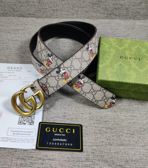 Gucci Disney Printed High End Leather Belt Texas Color Gucci Design Formal Men's Waist Belt For Man Formal Gucci Design Smooth Buckle Belt GC-FB-1725