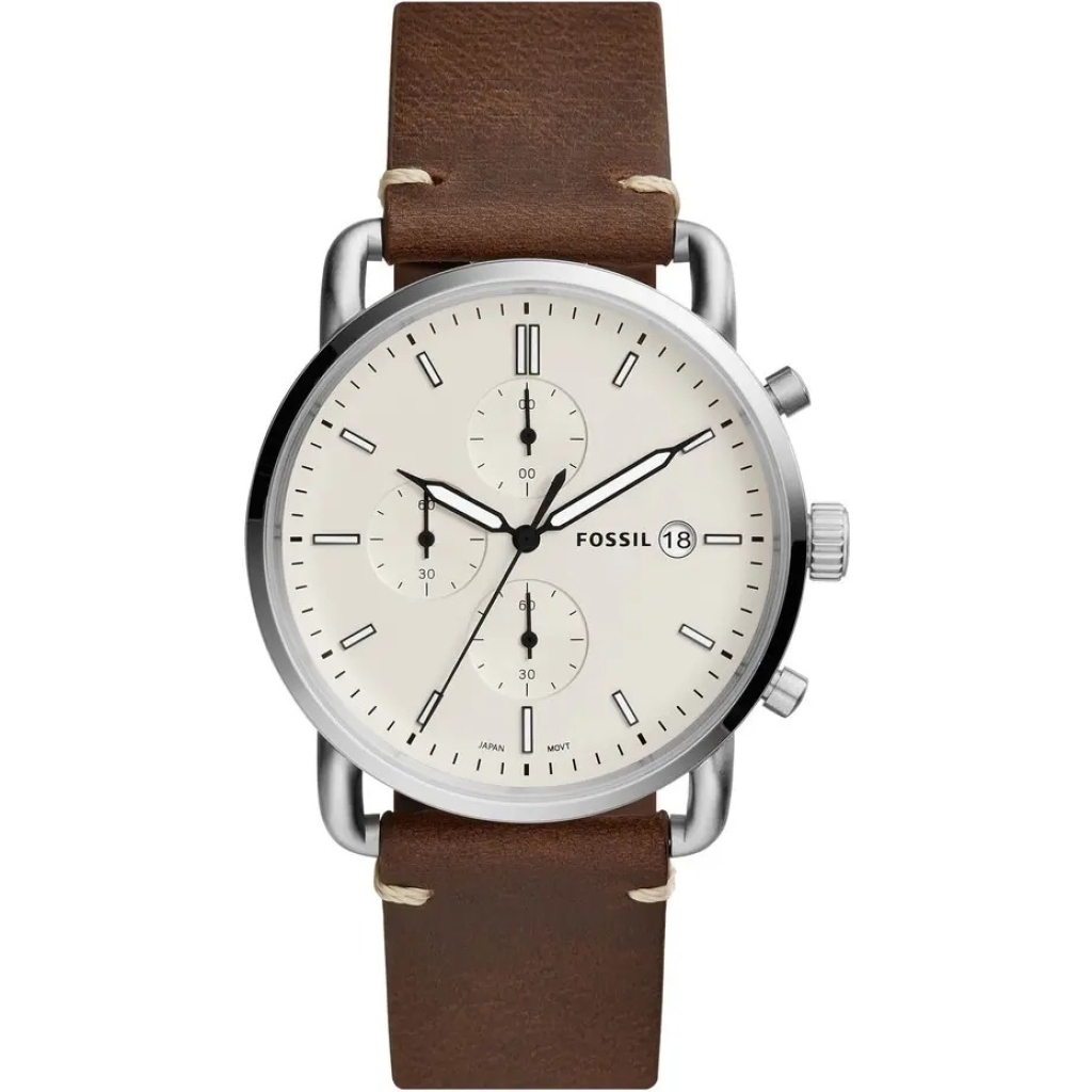 Fossil Chronograph White Dial with Brown Leather Strap Watch for Men FS-5403 1 Fossil Chronograph White Dial with Brown Leather Strap Watch for Men FS-5403
