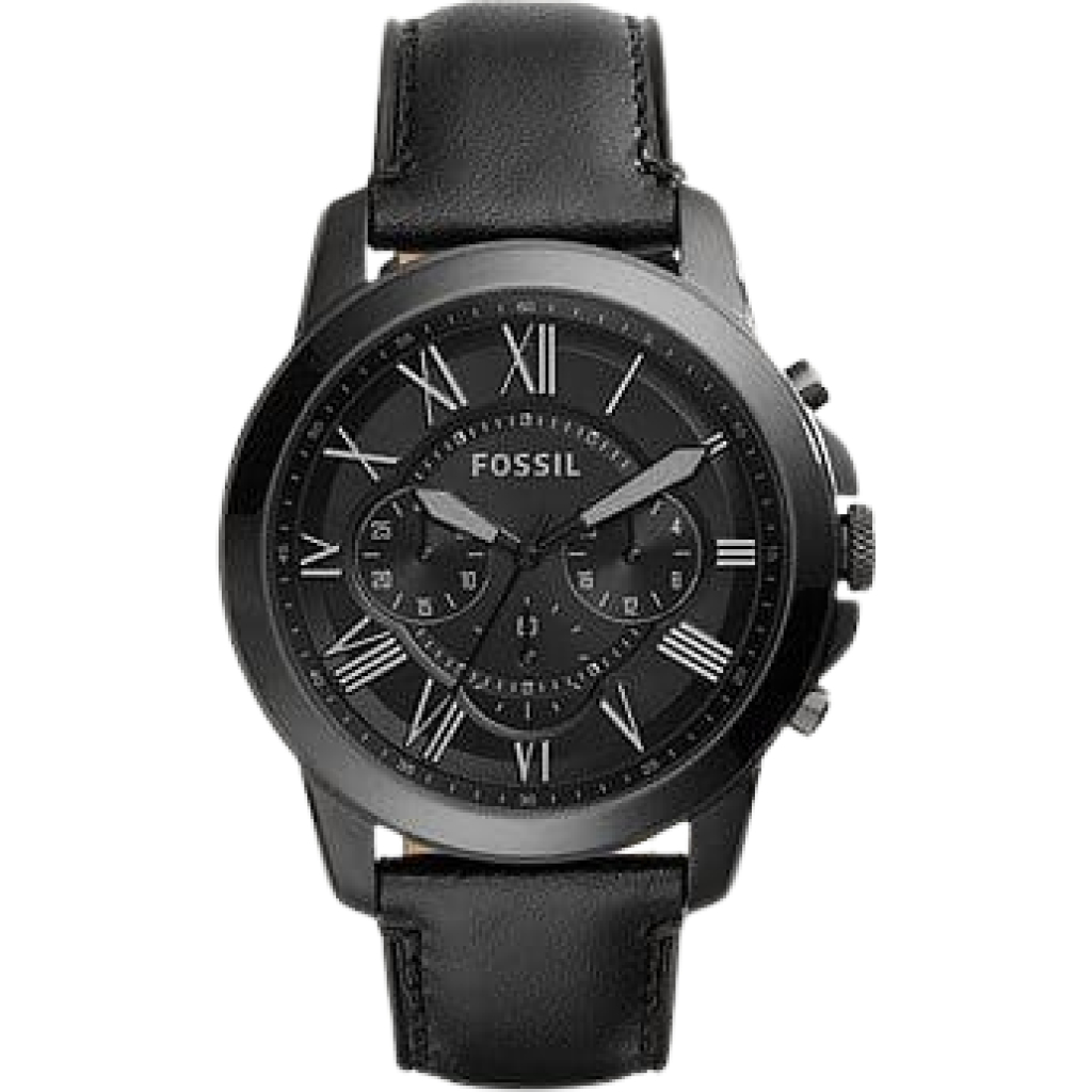 Fossil Chronograph Black Dial Leather Men's Watch - FS-5147