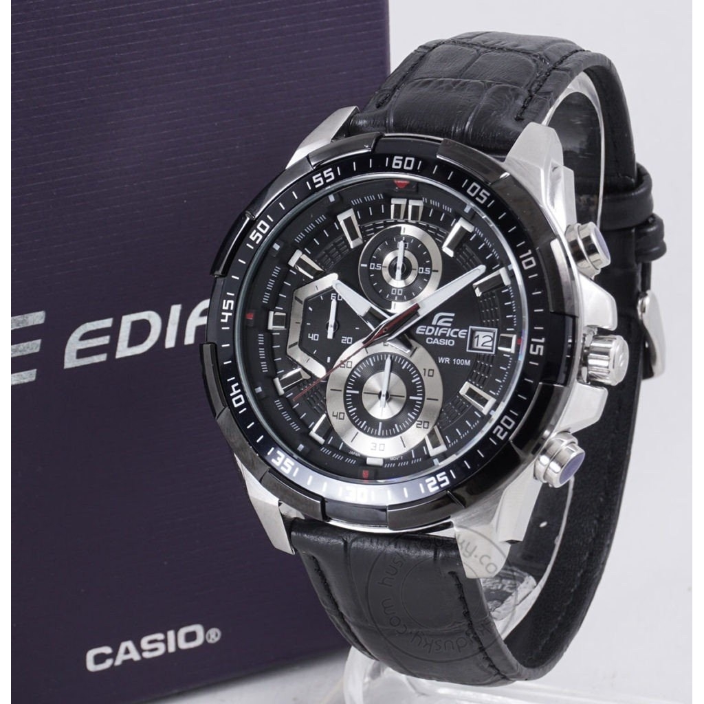 Edifice Chronograph Black Men's Watch Leather 539l 1av