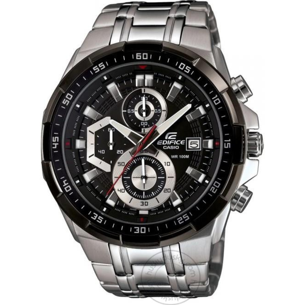 Edifice Chronograph Black Dial Silver Strap Men's Watch EFR 539D 1AVUDF