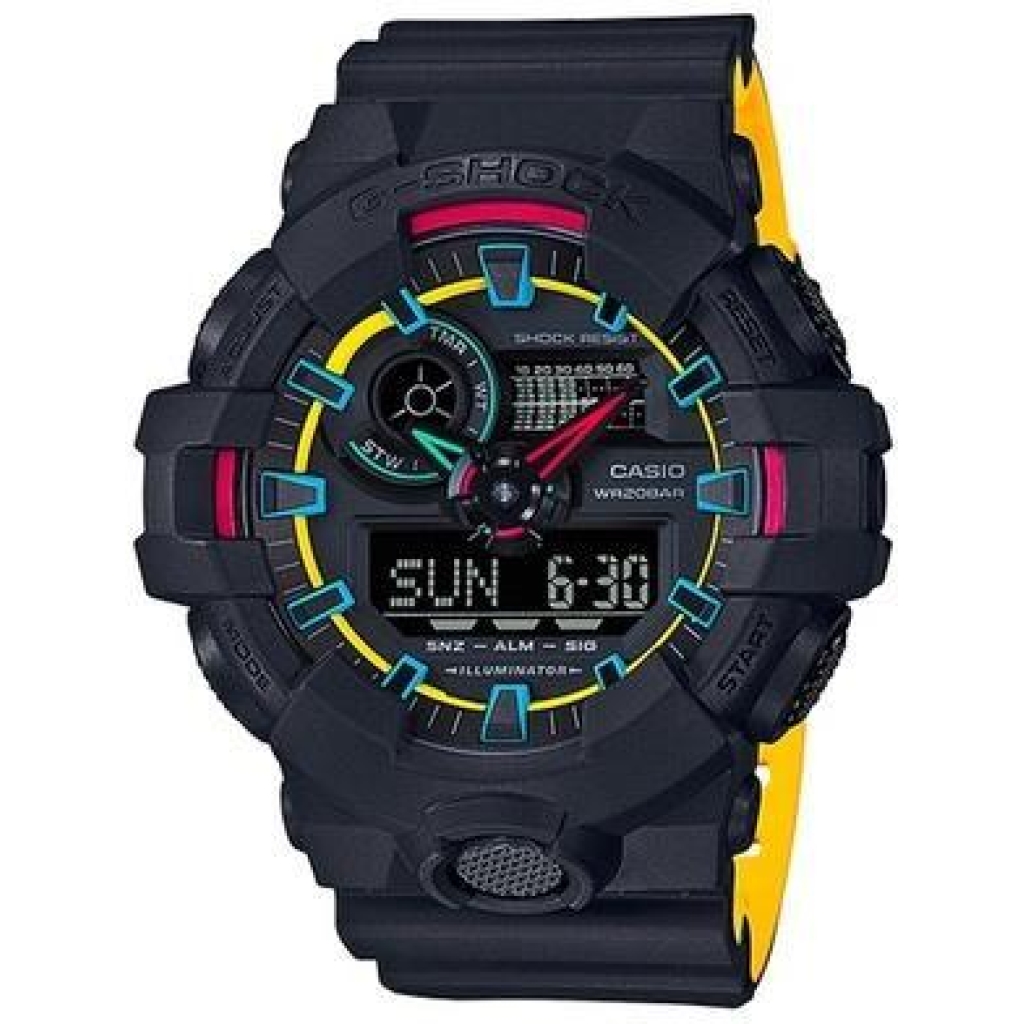 G-Shock Analog Digital Yellow Black Color Belt Men's Watch For Man With Multi Color Dial Gift Watch GA-700SE