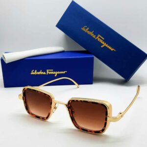 Salvatore Ferragamo Kabir Singh Brown Tiger Shade Glass Men's Sunglass For Man SF-5793 Gold Frame Gift Sunglass