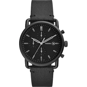 Fossil Chronograph Black Dial with Leather Strap Watch for Men FS-5504