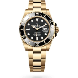 Trendy ROLEX Quartz Gold Black Dial Metal Mens Watch for Man Rlx-Sub-GB