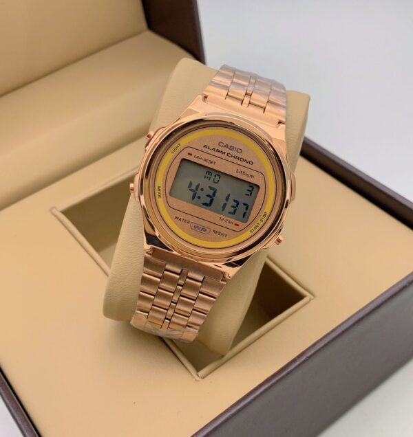 Vintage Digital Men's Watch A171WEG-9A alarm timer light Rose Gold stainless steel strap- Best Gift Unisex young watch