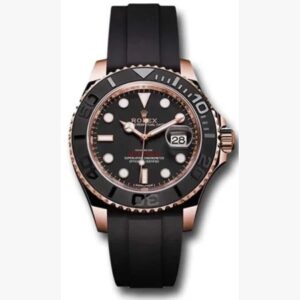 Trendy Rolex Yacht-Master Analog Black Dial Ceramic Bezel Oysterflex Silicon Bracelet Men's Watch For Man Rlx-M268655-0004