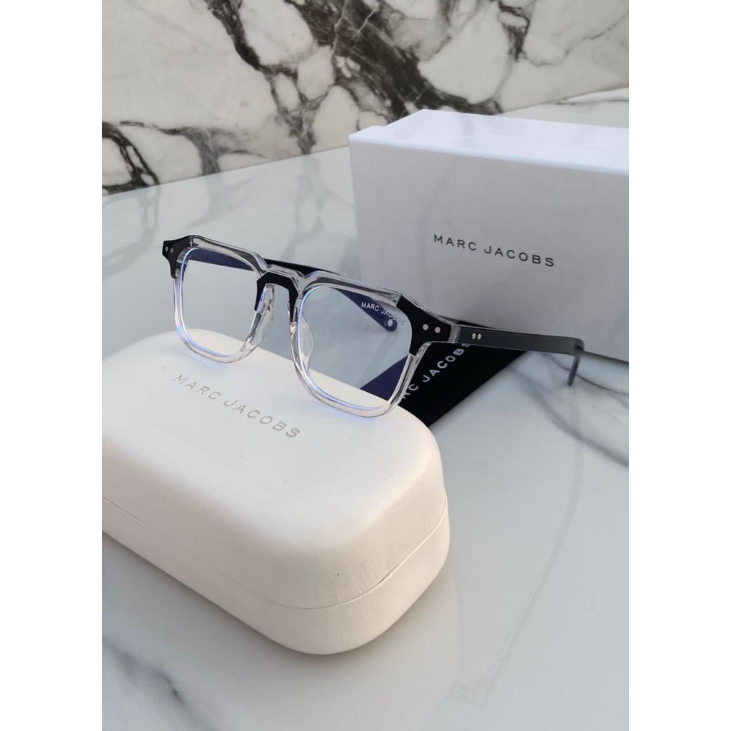 Marc Jacobs Branded Square Transparent Shade Sunglasses For Men's With Black thick Stick