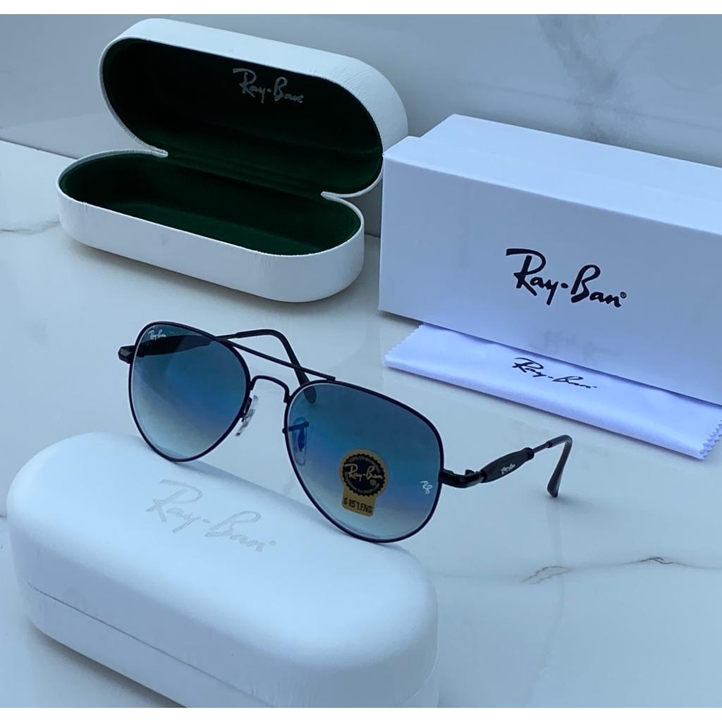 Rayban Stylish Blue Shade Glass Men's And Women's Sunglass Heavy Quality Black Color Stick RB-3471