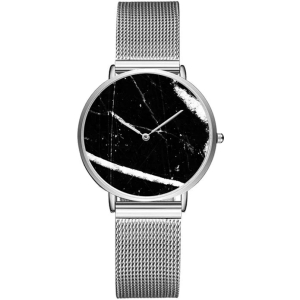 Black Color Women Watch With Silver Strap
