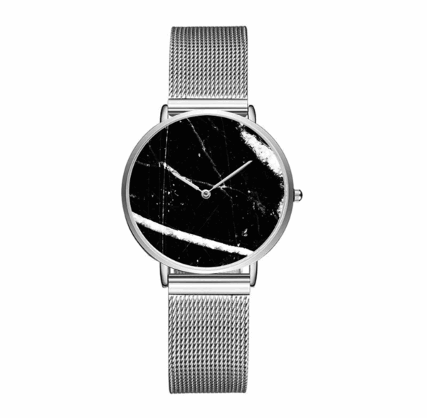 Black Color Women Watch With Silver Strap