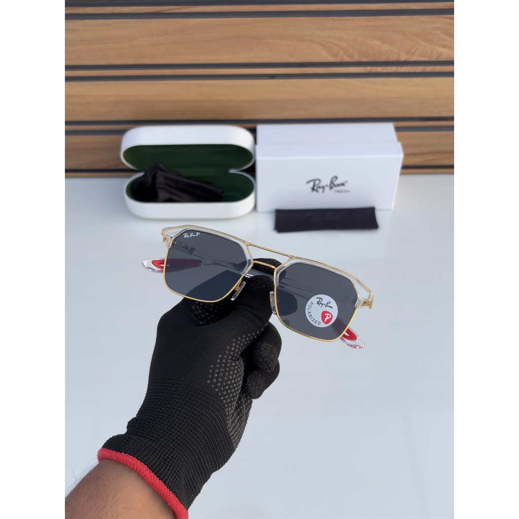 Rayban Stylish Black Glass/Transparent Frame Men's And Women's Polarised Sunglass Heavy Quality RB-5491