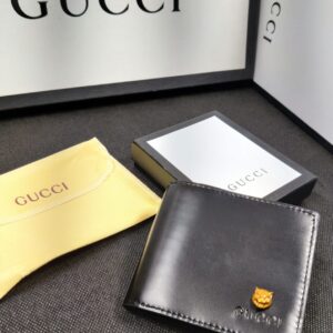 Gucci Leather Heavy Quality Latest Full Black Plain Decent look wallet For Man GU-709
