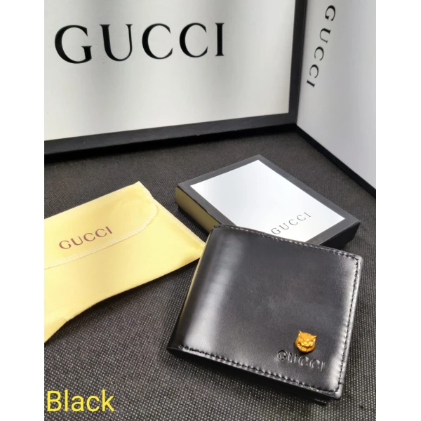 Gucci Leather Heavy Quality Latest Full Black Plain Decent look wallet For Man GU-709