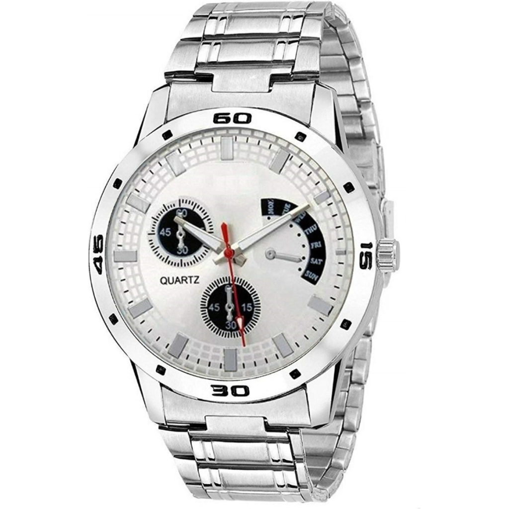 Analog Watch For Men Silver Color Stainless Steel Strap 1 Analog Watch For Men Silver Color Stainless Steel Strap