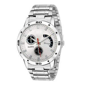 Analog Watch For Men Silver Color Stainless Steel Strap
