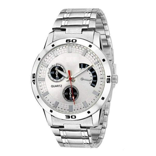 Analog Watch For Men Silver Color Stainless Steel Strap