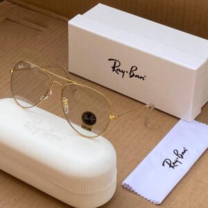 Rayban Aviator Heavy Quality Transparent Lens And Gold Frame Transparent Sunglass New stylish Men's And Women's Sunglass With Gold Strap RB-3028