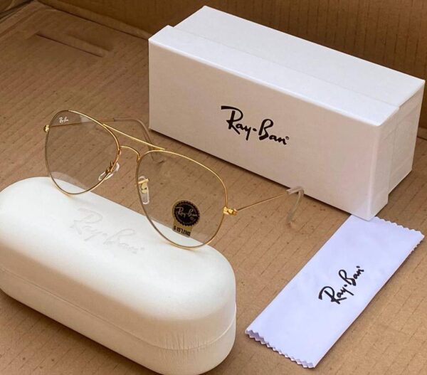 Rayban Aviator Heavy Quality Transparent Lens And Gold Frame Transparent Sunglass New stylish Men's And Women's Sunglass With Gold Strap RB-3028