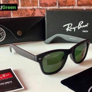 Rayban Brand New stylish Men's And Women's Sunglass Heavy Quality Matt Black Frame with Green lense Color RB-SUN-02