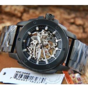 Fossil Skeleton Black Chronograph Automatic Mens Watch ME3080 Formal Casual Metal Watch for Ma