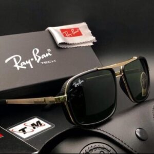 RayBan Retro Square Black Glass And Gold Frame Sunglasses Unisex Sunglass For Men's Women and Girl's -RB-761
