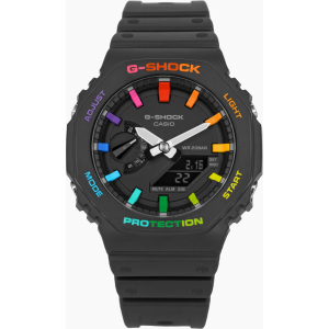G-shock Metal Covered Black Rainbow Analog-Digital Watch World Time Multi-Function Resin Band Sports Watch GS-2103