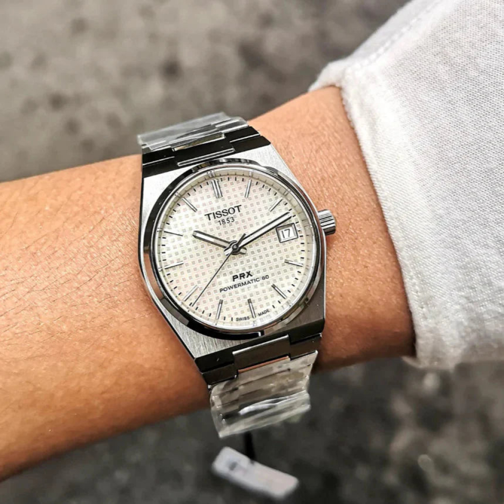 Tissot PRX Powermatic 80 White Dial Silver Steel Strap Watch for Men - TS-4101 1 Tissot PRX Powermatic 80 White Dial Silver Steel Strap Watch for Men - TS-4101